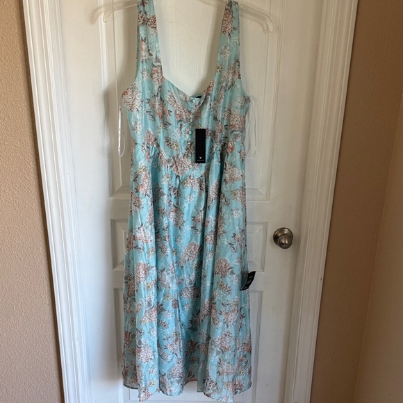 Lulu’s Floral Blue Midi Dress Sz XL - Picture 3 of 10